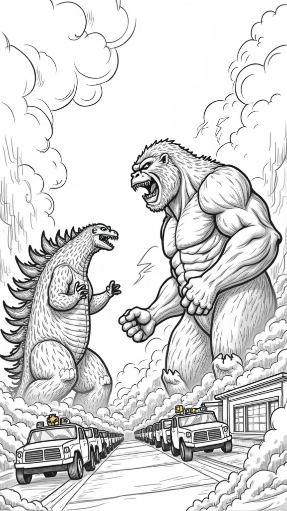 Free amp Printable Godzilla King - Godzilla%20king%20kong%20coloring%20pages.webp